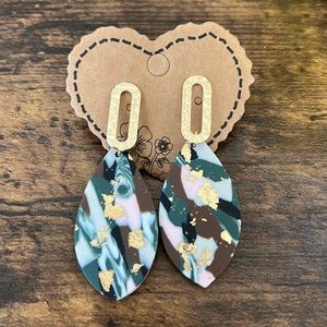 Clay/Metal Leaf Earrings